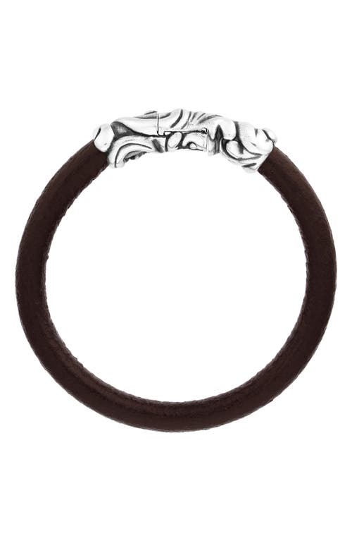 John Varvatos Gothic Leather Bracelet In Brown
