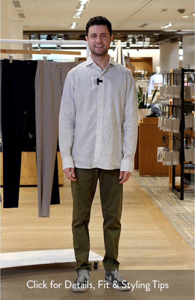 Crown Crafted Astino Lino Stripe Linen Button-Up Shirt, sales video thumbnail