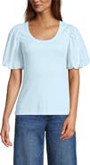 Lands' End Drapey Rib Puff Sleeve Scoop Neck Top