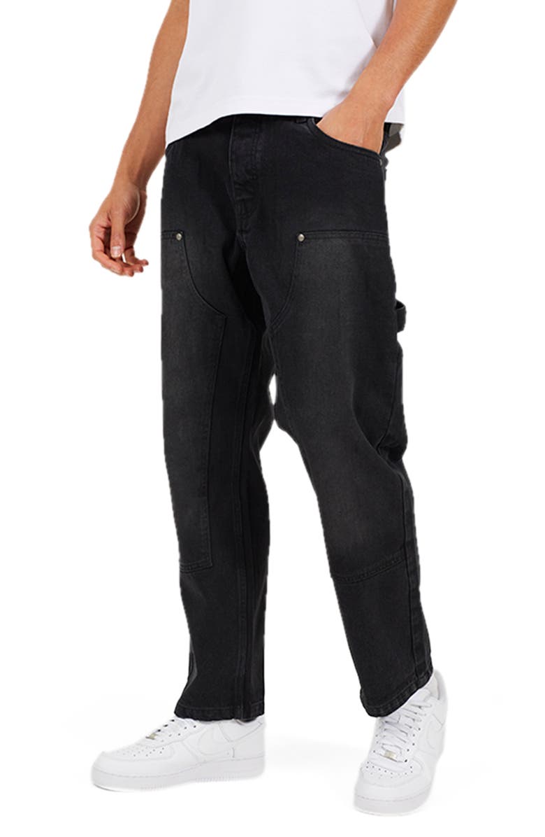 Brave Soul Carpenter Loose Fit Long Denim Jean, Main, color, Charcoal