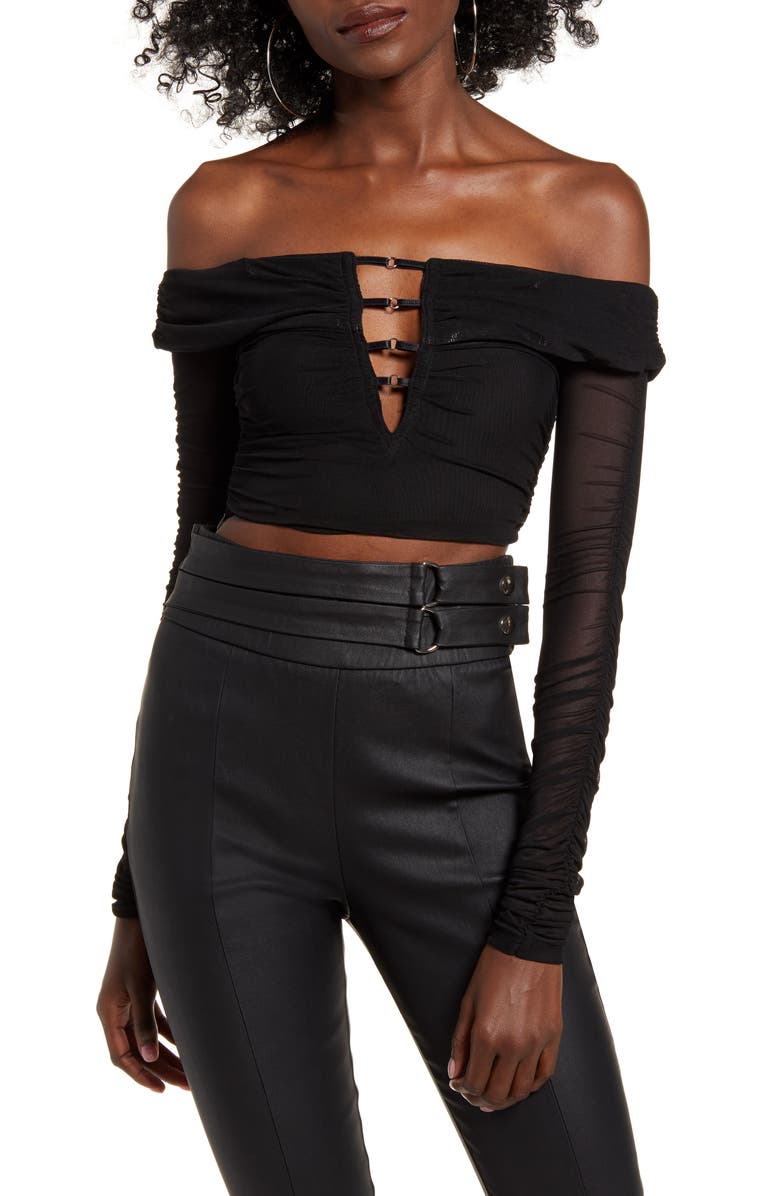 Tiger Mist Budapest Off the Shoulder Crop Top, Main, color, 