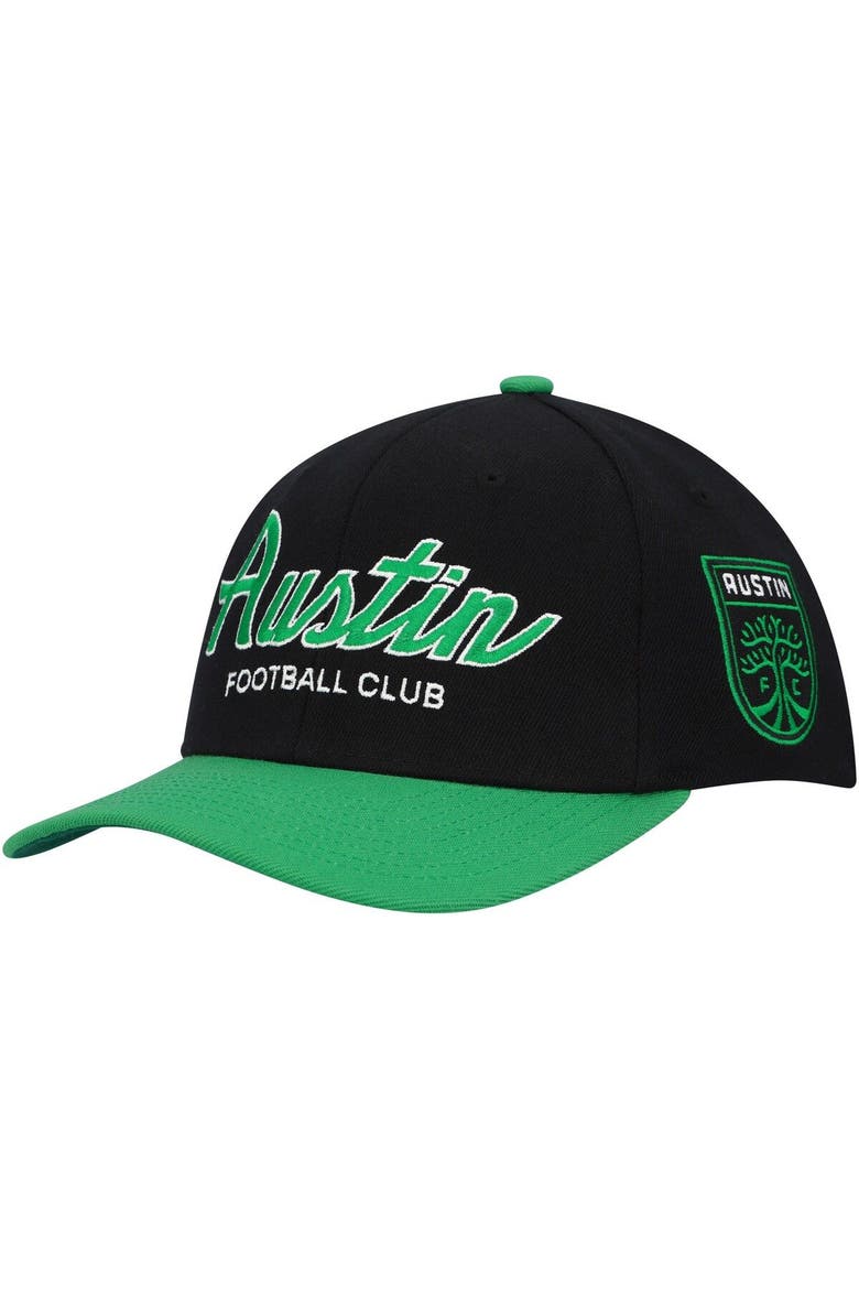 Men's Mitchell & Ness Black Austin FC Team Script 2.0 Stretch Snapback Hat, Main, color, Black