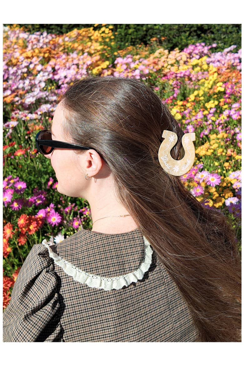 Good Luck Horseshoe Hair Claw Clip, Alternate, color, BEIGE
