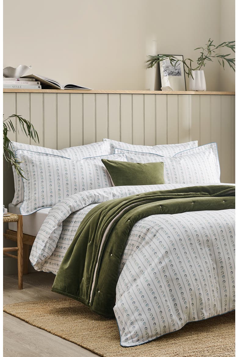Rosamund Botanical Luxury Cotton Sateen Duvet Cover Sets, Alternate, color, Blue
