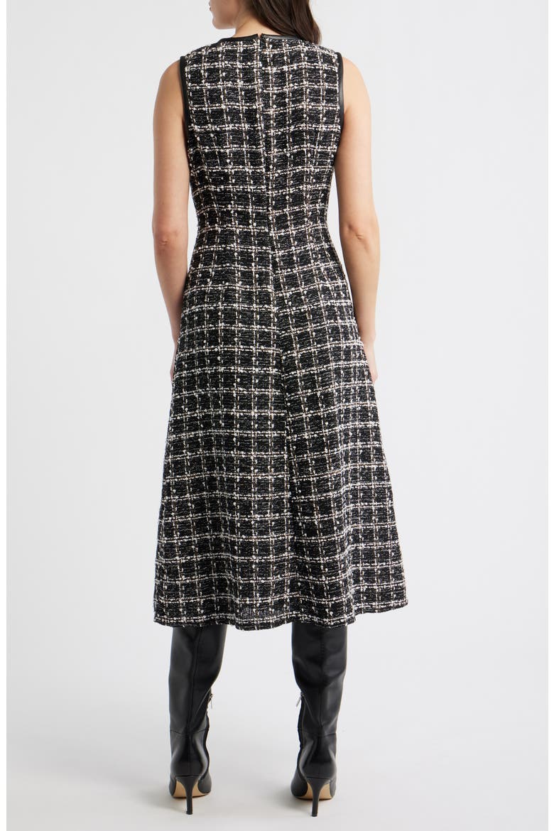 Tweed Sleeveless Fit & Flare Midi Dress, Alternate, color, BLACK/ IVORY