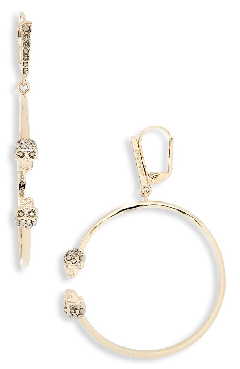 McQueen Alexander McQueen Creolo Skull Hoop Earrings, Main, color,