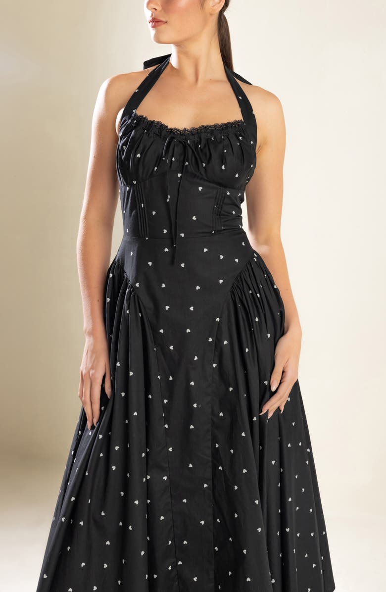 FREEMARKET Halter Tie Cotton Fit & Flare Dress, Alternate, color, 