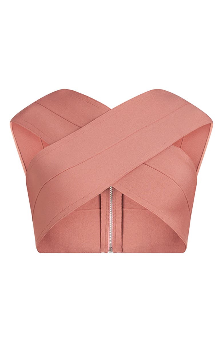 HERVE BY HERVE LEGER Crossover Bandage Knit Body-Con Bra, Alternate, color, 