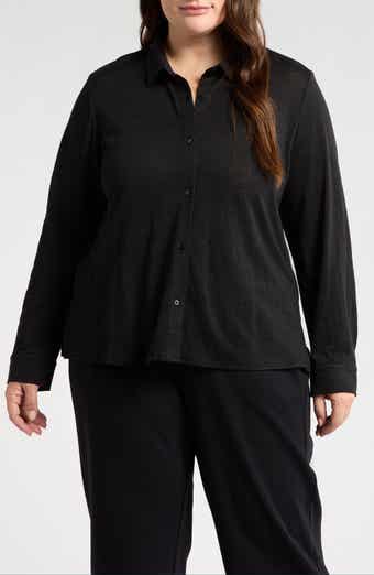 Eileen Fisher Classic Collar Organic Linen Button-Up Shirt