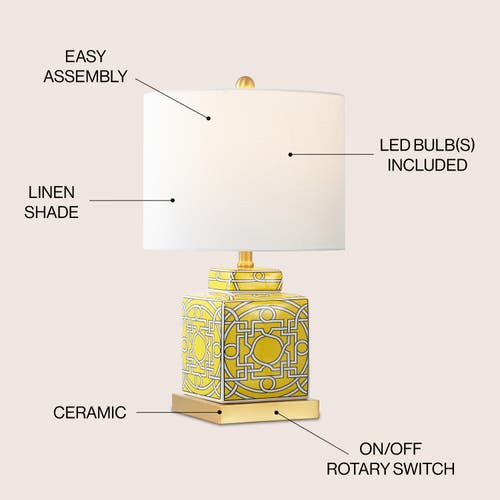 JONATHAN Y JONATHAN Y CATHERINE MODERN TRANSITIONAL CERAMIC/METAL SQUARE GINGER JAR LED TABLE LAMP 