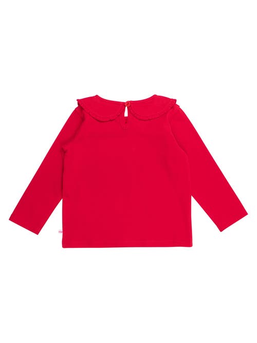 Rufflebutts Knit Long Sleeve Ruffle Peter Pan Tee In Red