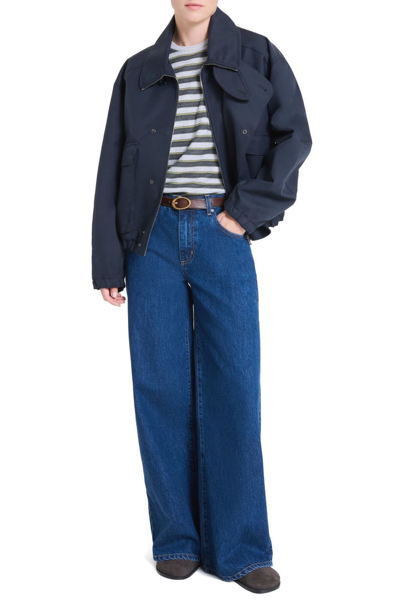 TWP Hunter Stand Collar Cotton Blend Jacket, Alternate, color, Midnight