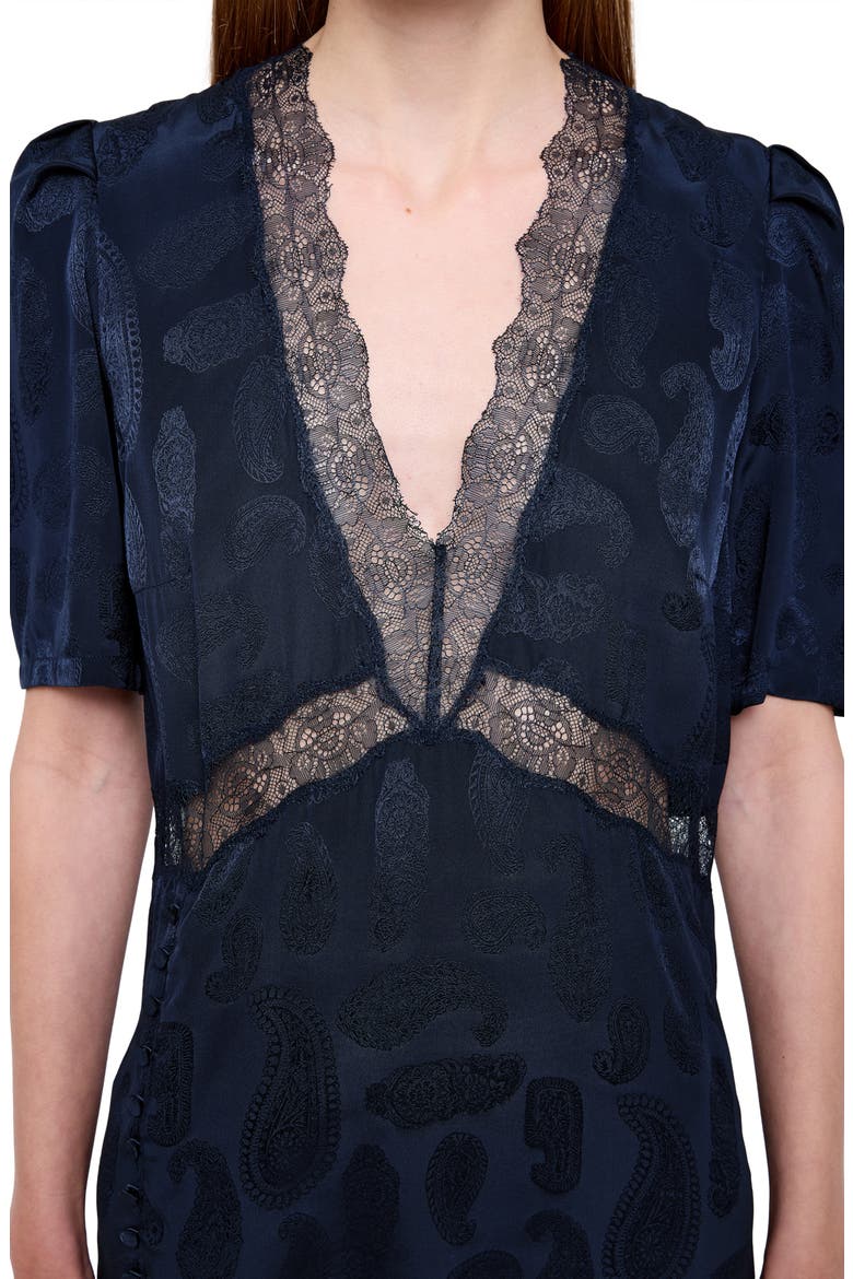Redox Paisley Jacquard Silk Midi Dress, Alternate, color, ENCORE