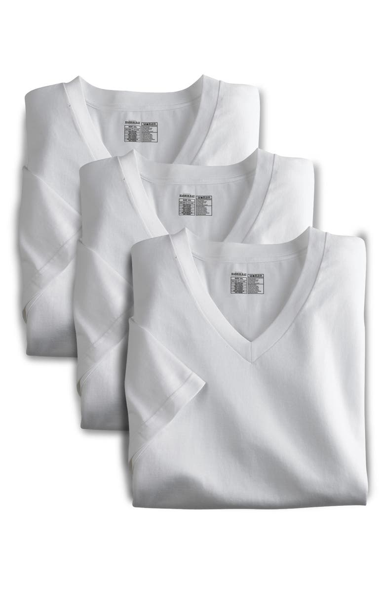 Harbor Bay by DXL 3-pk V-Neck T-Shirts, Alternate, color, White