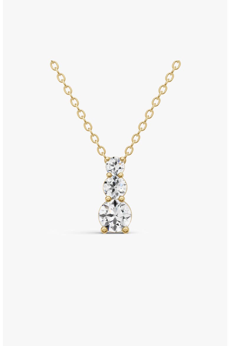 14K Gold 1 ct Round Lab Grown Diamond Three Stone Snow Hidden Bail Pendant, Main, color, Yellow Gold