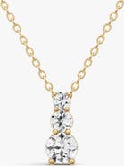 SEREIA OFFICIAL 14K Gold 1 ct Round Lab Grown Diamond Three Stone Snow Hidden Bail Pendant