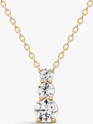 SEREIA OFFICIAL 14K Gold 1 ct Round Lab Grown Diamond Three Stone Snow Hidden Bail Pendant