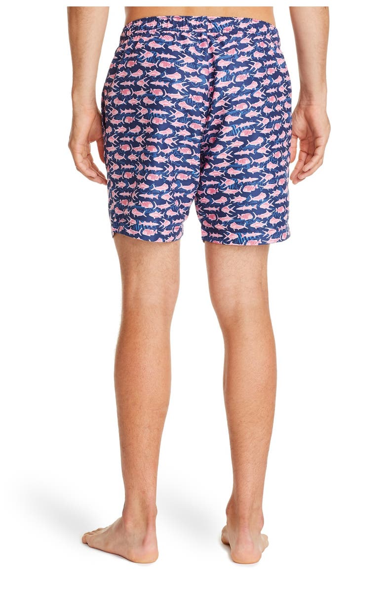 CONSTRUCT Navy Pink Fish Print Swimming Trunks, Alternate, color,