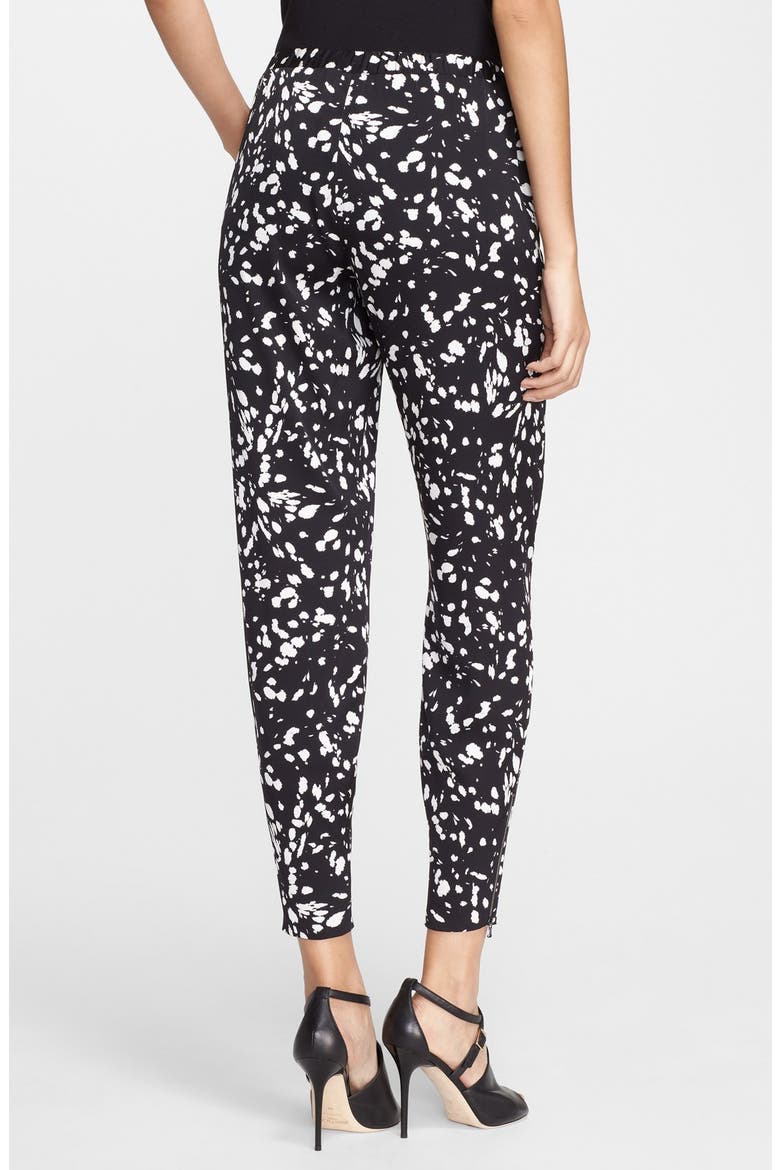 Drawstring Ankle Zip Silk Pants, Alternate, color, BLACK/ SWAN