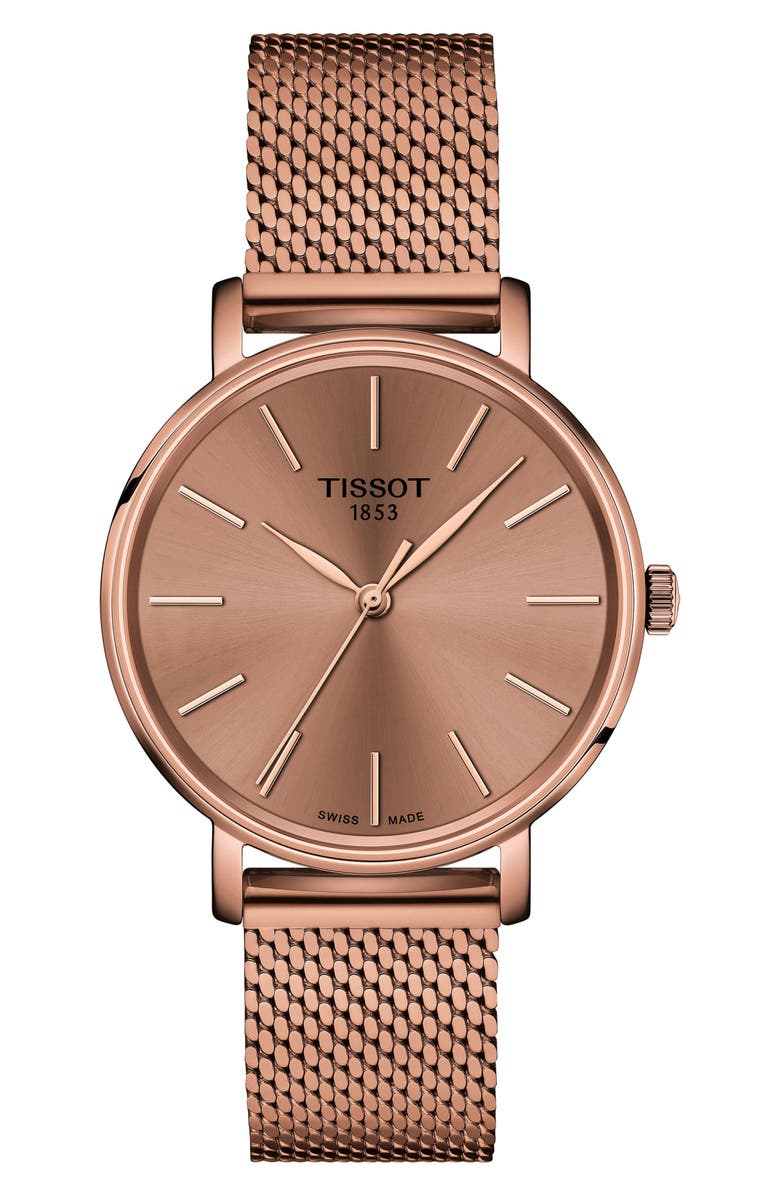 Tissot Everytime Desire Mesh Strap Watch, 34mm, Main, color, 