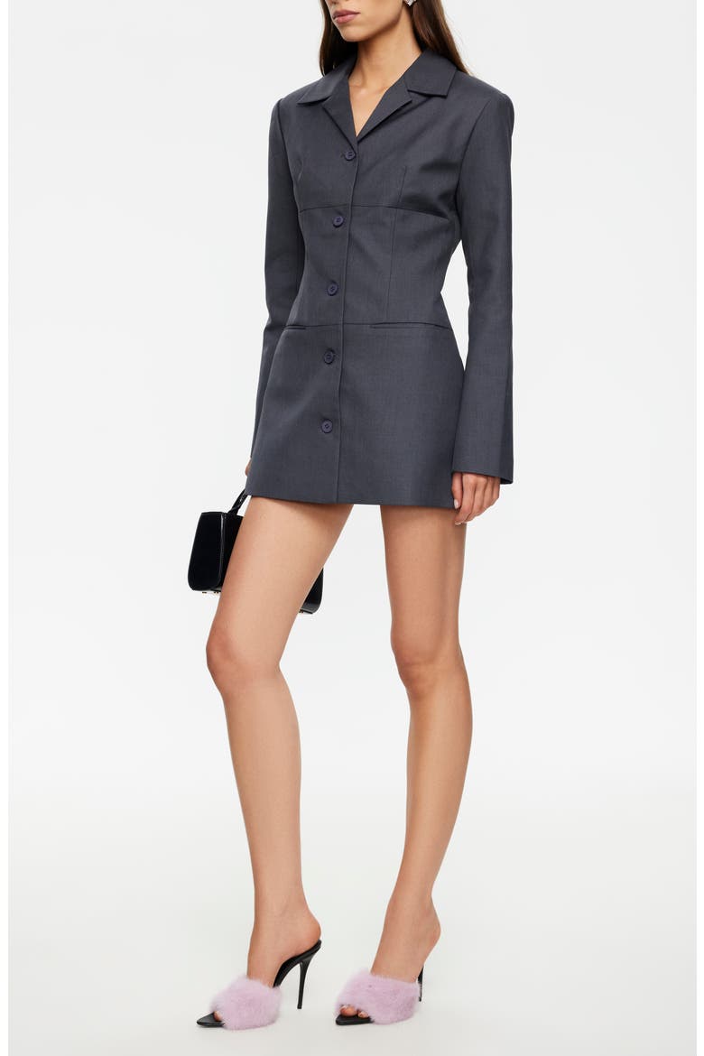Carmela Long Sleeve Mini Coat Dress, Alternate, color, CHARCOAL