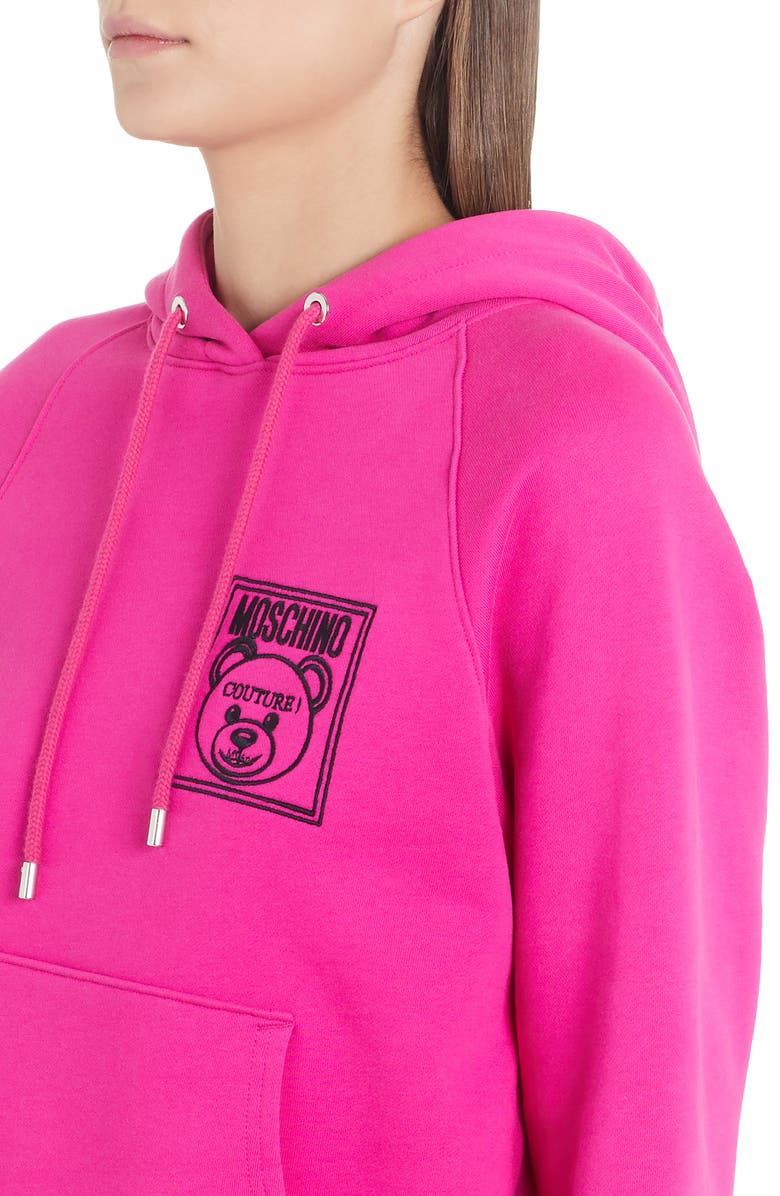 Moschino Embroidered Teddy Logo Hoodie, Alternate, color, 