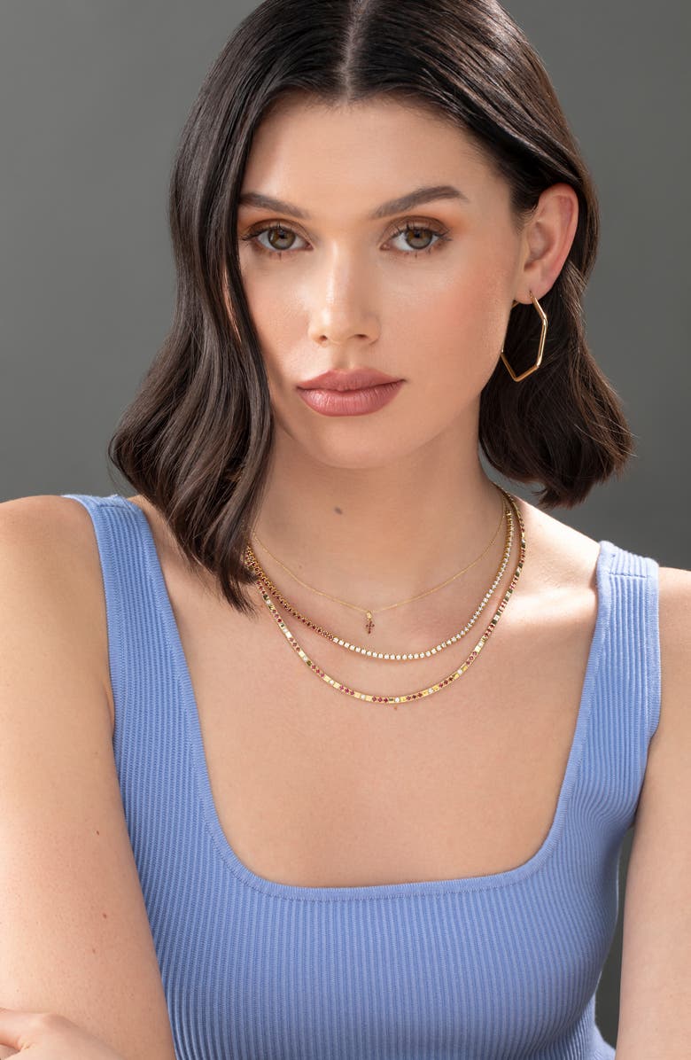 El Mar Gemstone Cross Pendant Necklace