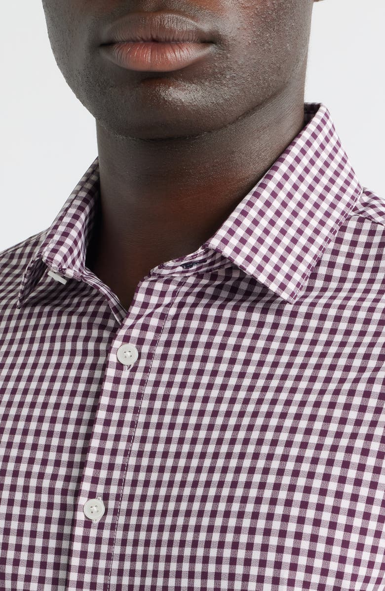 Mizzen+Main Leeward Trim Fit Gingham Performance Button-Up Shirt, Alternate, color, Eggplant Crew Gingham
