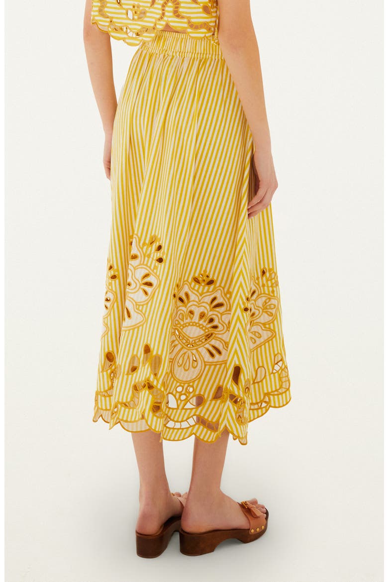 Stripe Eyelet Midi Skirt, Alternate, color, YELLOW
