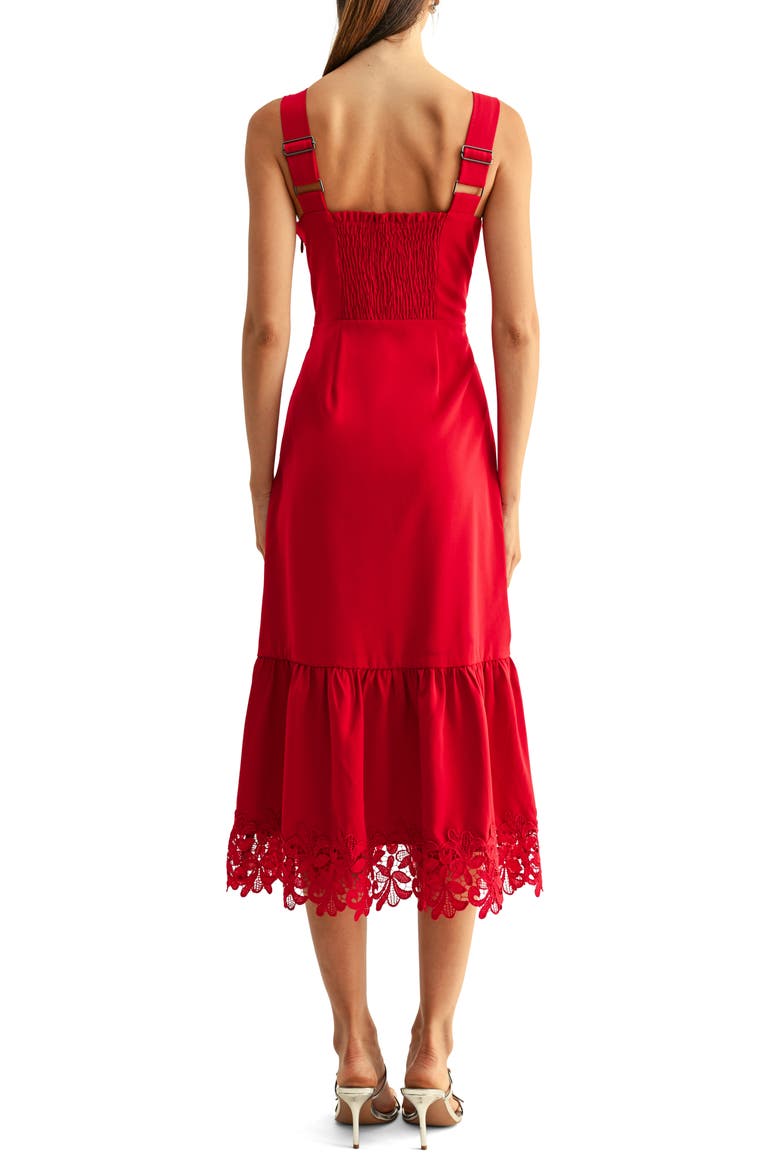 Davina Embroidered Lace Detail Midi Dress, Alternate, color, CRIMSON