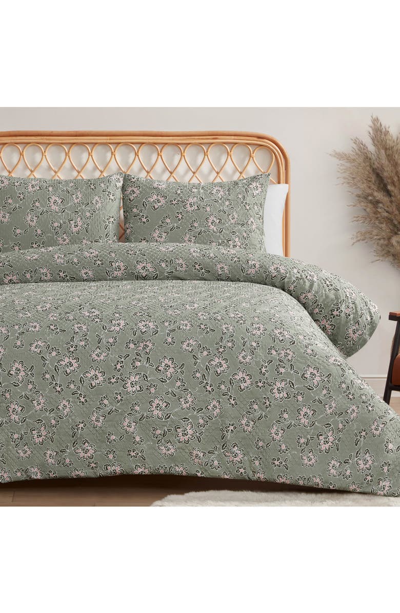 Jessica Simpson Botani Duvet Set, Alternate, color, Sage Green