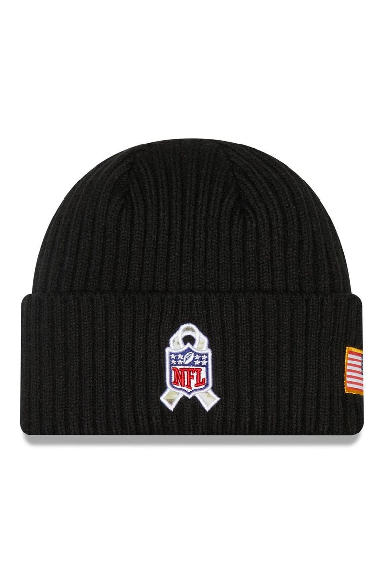 Youth New Era Black Seattle Seahawks 2022 Salute To Service Knit Hat, Alternate, color, Black