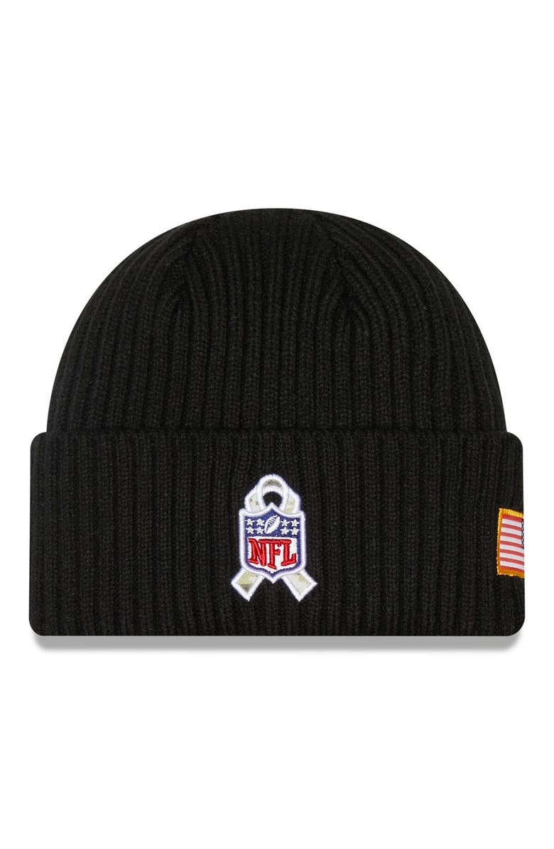 New Era Youth New Era Black Seattle Seahawks 2022 Salute To Service Knit Hat, Alternate, color, 