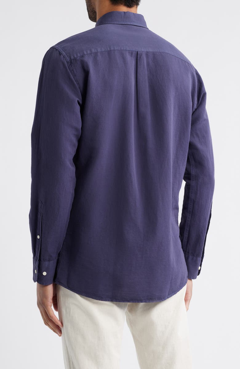 Peter Millar Canal Linen & Cotton Sport Shirt, Alternate, color, Navy