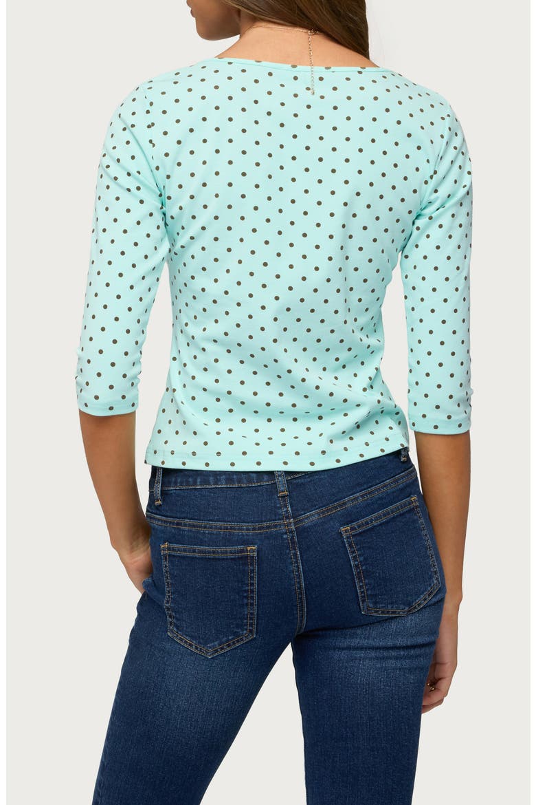 Lela Polka Dot Top, Alternate, color, AQUA-AND-BROWN