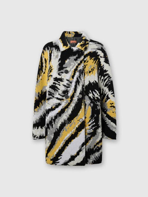 Double-breasted Caban With Tiger Pattern