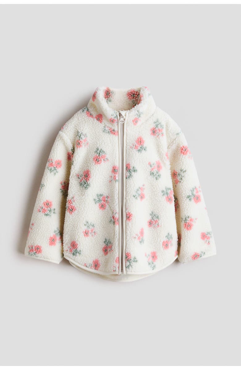 H&M Teddy Jacket, Main, color, White/Floral