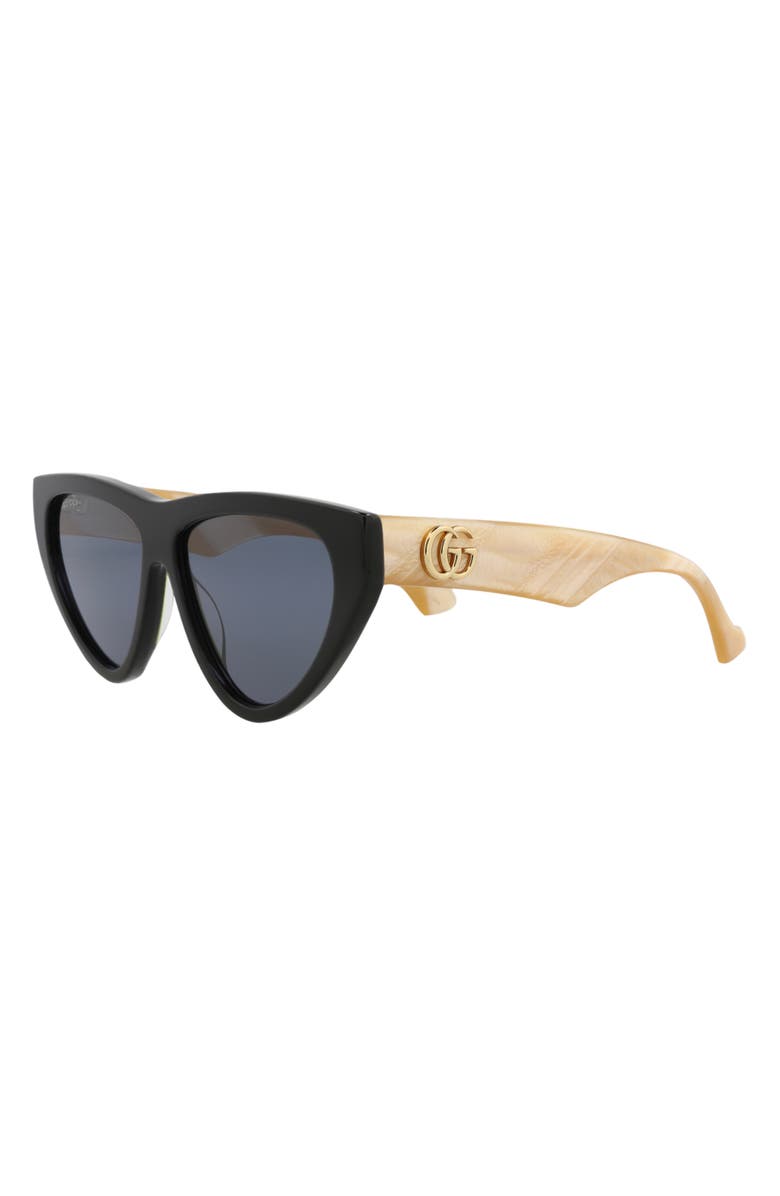 Gucci 58mm Cat Eye Sunglasses, Alternate, color, Black Black Grey