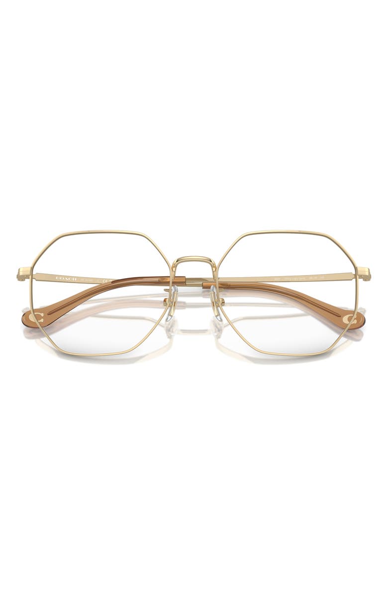 COACH 56mm Irregular Optical Glasses, Alternate, color, Shiny Light Gold / Demo Lens