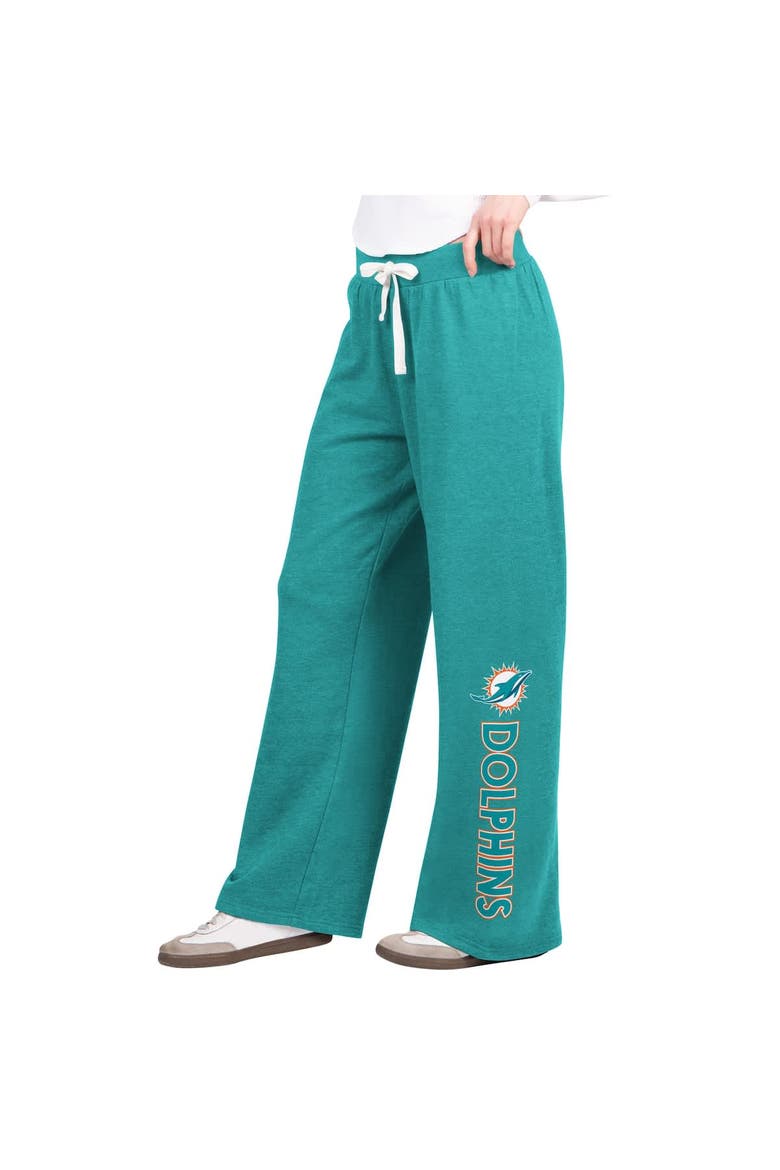 Women's G-III 4Her by Carl Banks Aqua Miami Dolphins Field Wide Leg Sweatpants, Main, color, Aqua