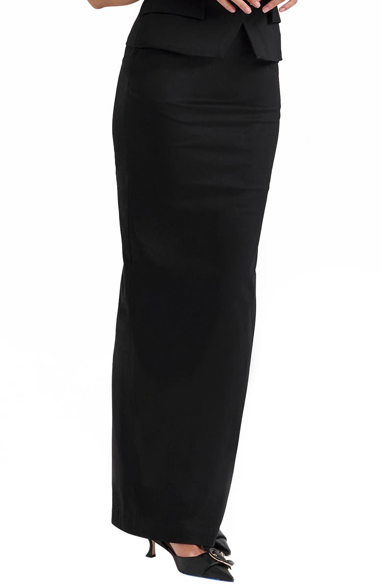 HOUSE OF CB Hart Stretch Twil Column Maxi Skirt, Alternate, color, Black