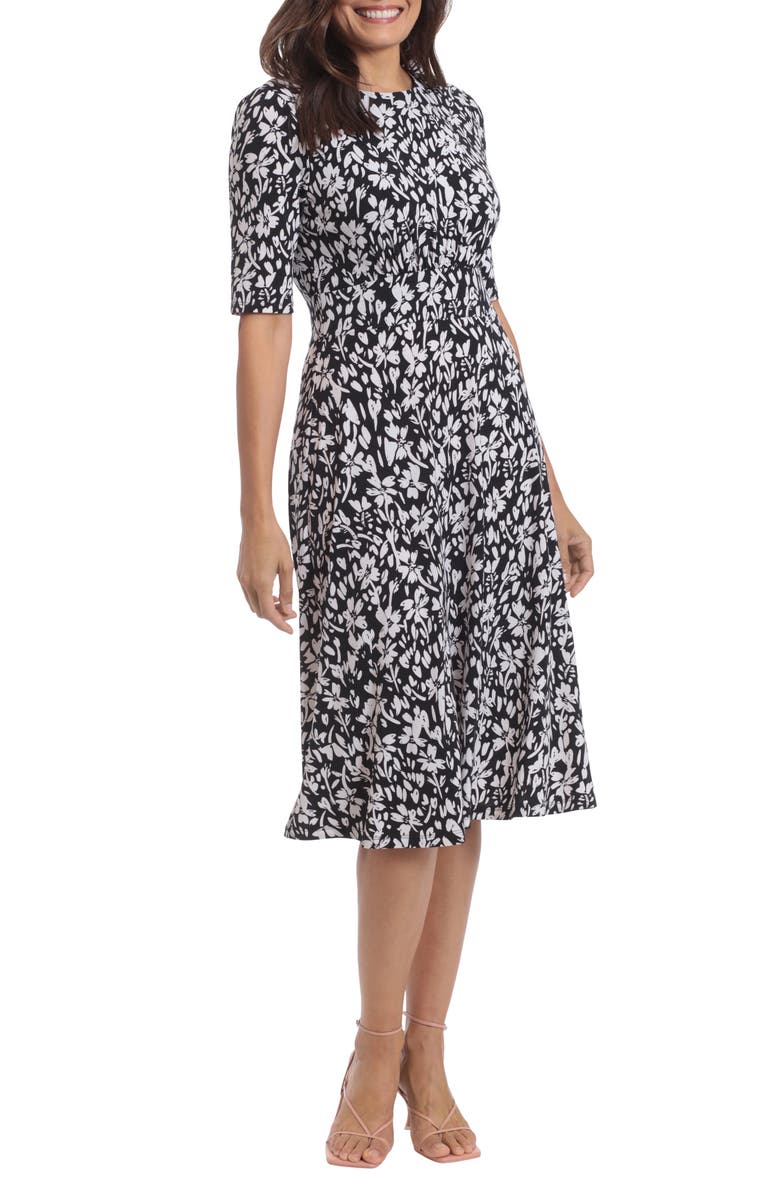 London Times Floral Jersey A-Line Dress, Alternate, color, 
