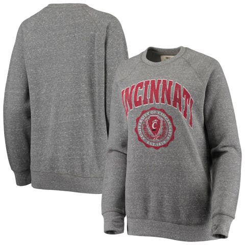 Women's Pressbox Heathered Gray Cincinnati Bearcats Edith Vintage Knobi Raglan Pullover Sweatshirt
