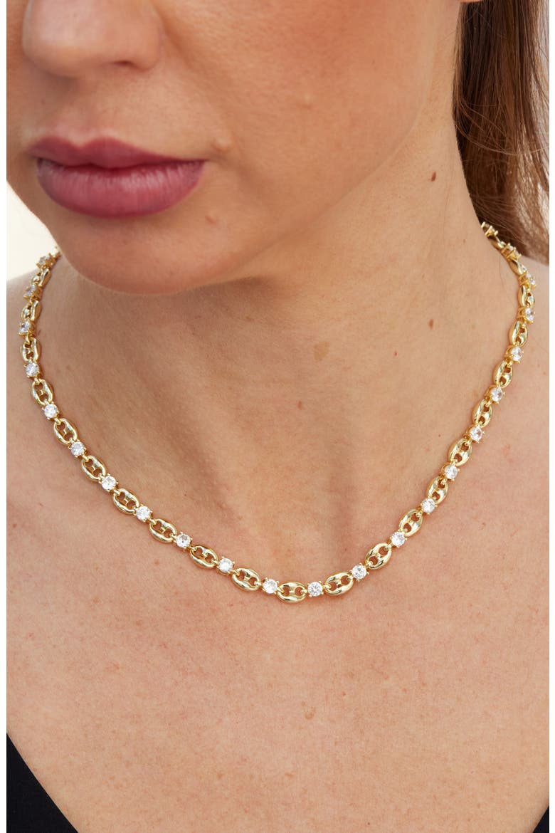 Cubic Zirconia Mariner Chain Necklace, Alternate, color, YELLOW