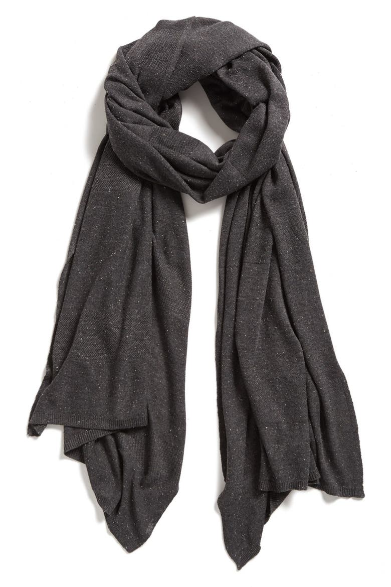 Textured Stripe Travel Wrap, Main, color, HEATHER CHARCOAL