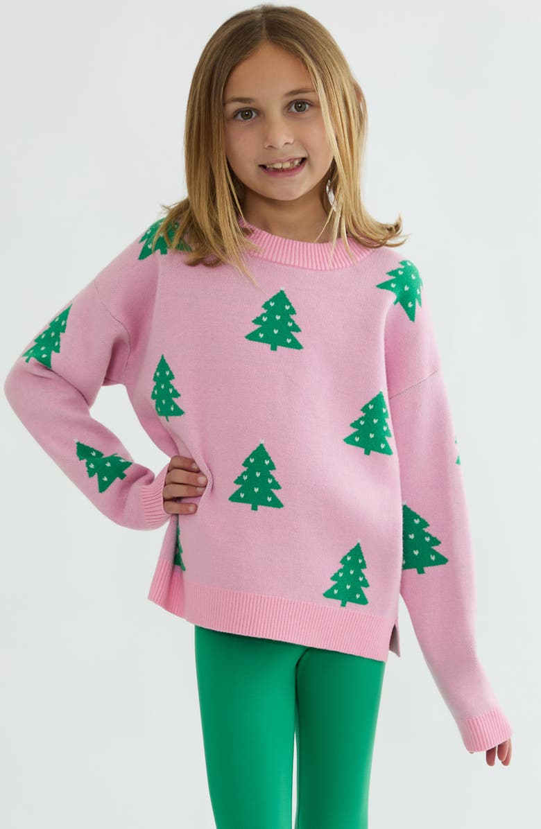 Beach Riot Kids' Little Callie Sweater, Alternate, color, Pink Christmas