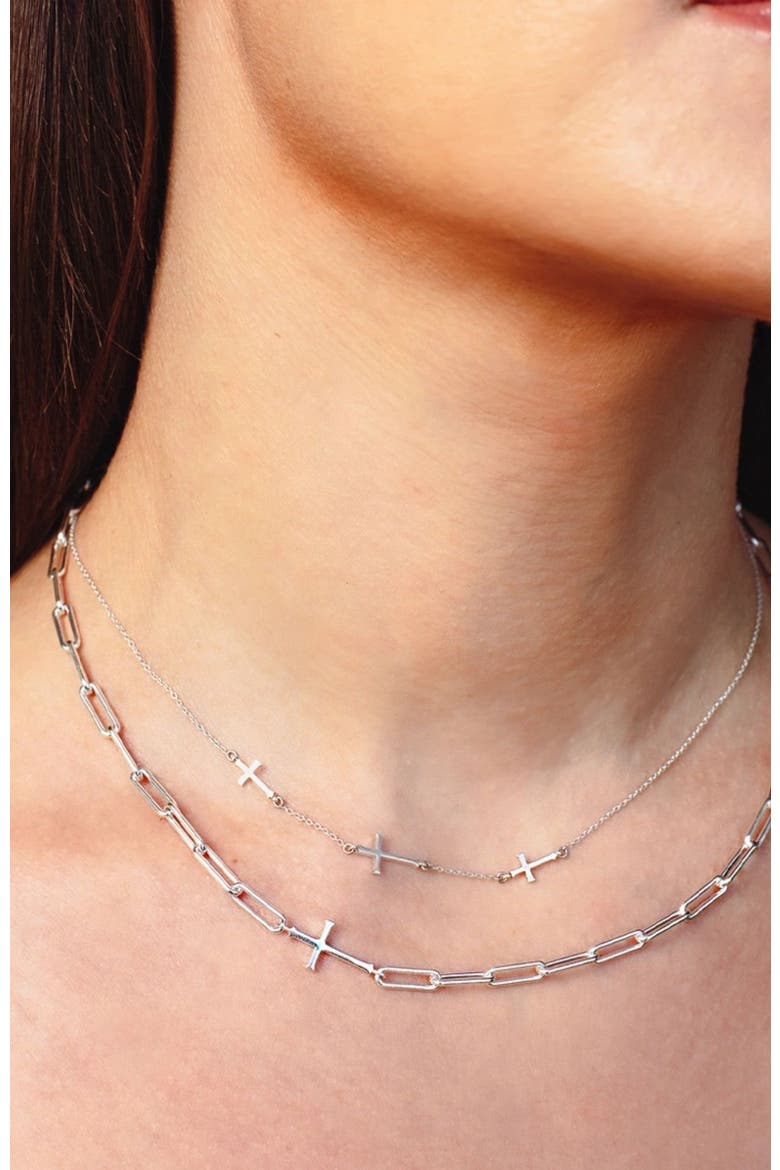 Calvary Cross Necklace, Alternate, color, Sterling Silver