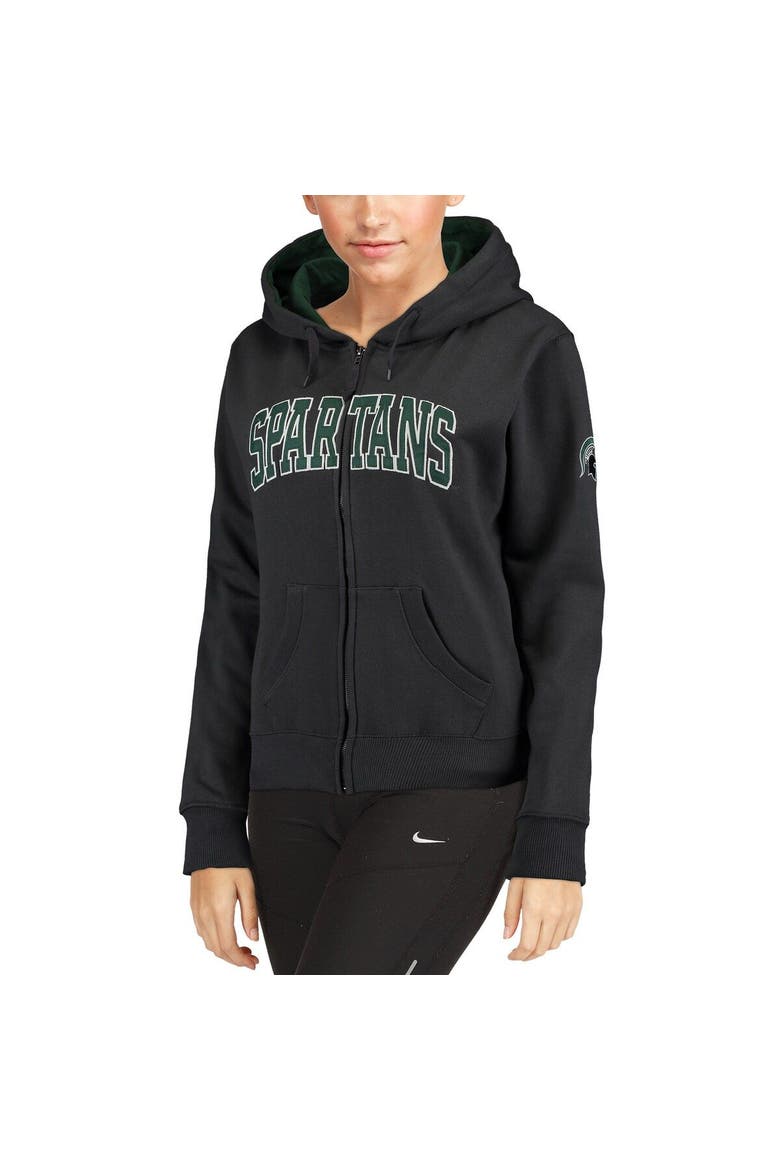 Women's Charcoal Michigan State Spartans Arched Name Full-Zip Hoodie, Alternate, color, Charcoal