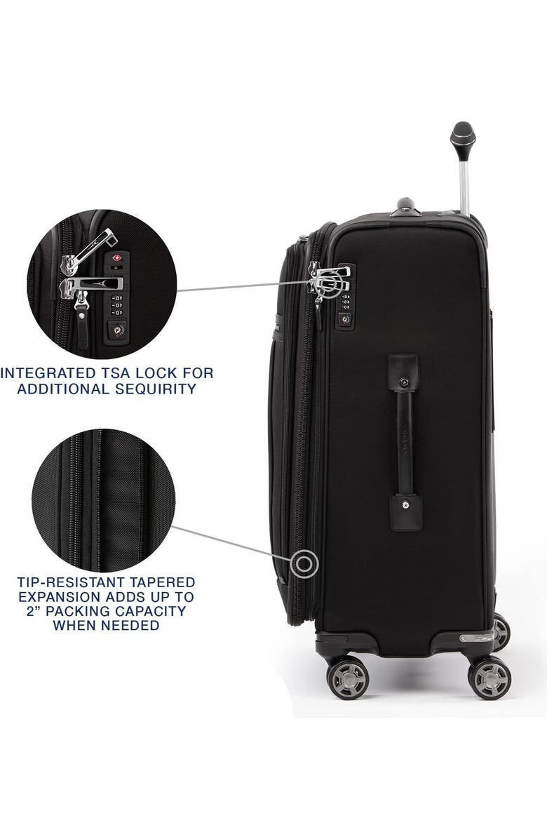 TRAVELPRO Platinum Elite Softside Expandable Medium 25-Inch Checked Luggage, Alternate, color, Shadow Black