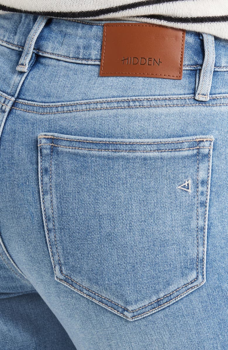 HIDDEN JEANS High Waist Slit Hem Crop Straight Leg Jeans, Alternate, color, Medium Wash